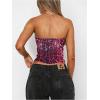 image:imageWomens Leopard Cheetah Sequin Strapless Tube Top Glitter Sleeveless Bandeau Crop Tops Night Out ClothesPink