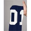 image:imageWomens Number Graphic Mesh Jersey Shirt V Neck 34 Sleeve Football Tee Tops SportswearBlue