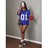 image:imageWomens Number Graphic Mesh Jersey Shirt V Neck 34 Sleeve Football Tee Tops SportswearDeep Blue