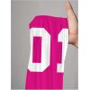 image:imageWomens Number Graphic Mesh Jersey Shirt V Neck 34 Sleeve Football Tee Tops SportswearHot Pink