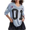 image:imageWomens Number Graphic Mesh Jersey Shirt V Neck 34 Sleeve Football Tee Tops SportswearLight Grey