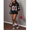 image:imageWomens Number Graphic Mesh Jersey Shirt V Neck 34 Sleeve Football Tee Tops SportswearLight Pink