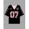 image:imageWomens Number Graphic Mesh Jersey Shirt V Neck 34 Sleeve Football Tee Tops SportswearMix Black