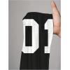 image:imageWomens Number Graphic Mesh Jersey Shirt V Neck 34 Sleeve Football Tee Tops SportswearNumber Black