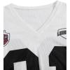 image:imageWomens Number Graphic Mesh Jersey Shirt V Neck 34 Sleeve Football Tee Tops SportswearNumber White