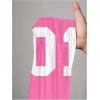 image:imageWomens Number Graphic Mesh Jersey Shirt V Neck 34 Sleeve Football Tee Tops SportswearPink