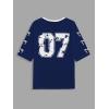 image:imageWomens Number Graphic Mesh Jersey Shirt V Neck 34 Sleeve Football Tee Tops SportswearRoyal Blue