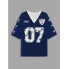 image:imageWomens Number Graphic Mesh Jersey Shirt V Neck 34 Sleeve Football Tee Tops SportswearRoyal Blue
