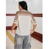 image:imageWomens Number Print Mesh Jersey Shirt Color Block V Neck Short Sleeve Football TShirtApricot Brown