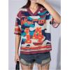 image:imageWomens Number Print Mesh Jersey Shirt Color Block V Neck Short Sleeve Football TShirtCamo Multicolor