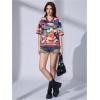 image:imageWomens Number Print Mesh Jersey Shirt Color Block V Neck Short Sleeve Football TShirtCamo Multicolor