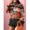 image:imageWomens Number Print Mesh Jersey Shirt Color Block V Neck Short Sleeve Football TShirtGraphic Orange