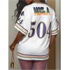 image:imageWomens Number Print Mesh Jersey Shirt Color Block V Neck Short Sleeve Football TShirtWhite and Purple
