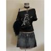image:imageWomens Off The Shoulder Goth Graphic Tees Short Sleeve Asymmetrical Oversized Y2K T ShirtsAnimal Black