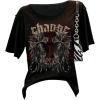 image:imageWomens Off The Shoulder Goth Graphic Tees Short Sleeve Asymmetrical Oversized Y2K T ShirtsBlack Graphic
