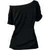 image:imageWomens Off The Shoulder Goth Graphic Tees Short Sleeve Asymmetrical Oversized Y2K T ShirtsBlack Graphic