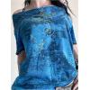image:imageWomens Off The Shoulder Tops Gothic Graphic Tee Y2k Grunge Vintage Oversized T Shirts Trendy OutfitsBlue
