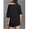 image:imageWomens Off The Shoulder Tops Gothic Graphic Tee Y2k Grunge Vintage Oversized T Shirts Trendy OutfitsDeep Black