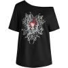 image:imageWomens Off The Shoulder Tops Gothic Graphic Tee Y2k Grunge Vintage Oversized T Shirts Trendy OutfitsHeart Black