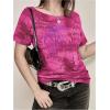 image:imageWomens Off The Shoulder Tops Gothic Graphic Tee Y2k Grunge Vintage Oversized T Shirts Trendy OutfitsHot Pink