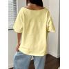 image:imageWomens Oversized Off Shoulder Graphic Tees Short Sleeve Bow Letter Print T Shirts Y2K TopsOrange Yellow