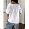image:imageWomens Oversized Off Shoulder Graphic Tees Short Sleeve Bow Letter Print T Shirts Y2K TopsStrawberry White