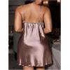 image:imageWomens Plus Size Floral Lace Sheer Satin Nightgown Spaghetti Strap Night Dress ChemiseMocha Brown