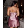 image:imageWomens Plus Size Floral Lace Sheer Satin Nightgown Spaghetti Strap Night Dress ChemisePink Brown