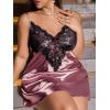 image:imageWomens Plus Size Floral Lace Sheer Satin Nightgown Spaghetti Strap Night Dress ChemisePink Brown