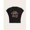 image:imageWomens Plus Size Letter Car Graphic Tees Short Sleeve Crew Neck Crop Tops Summer T ShirtBlack