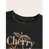 image:imageWomens Plus Size Letter Car Graphic Tees Short Sleeve Crew Neck Crop Tops Summer T ShirtBlack