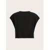 image:imageWomens Plus Size Letter Car Graphic Tees Short Sleeve Crew Neck Crop Tops Summer T ShirtSolid Black