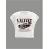 image:imageWomens Plus Size Letter Car Graphic Tees Short Sleeve Crew Neck Crop Tops Summer T ShirtSolid White