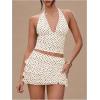 image:imageWomens Polka Dots Ruffle Tiered Layered Skirts Low Rise Ruched Y2K A Line Mini SkirtApricot