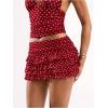 image:imageWomens Polka Dots Ruffle Tiered Layered Skirts Low Rise Ruched Y2K A Line Mini SkirtBurgundy