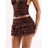 image:imageWomens Polka Dots Ruffle Tiered Layered Skirts Low Rise Ruched Y2K A Line Mini SkirtCoffee Brown