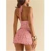image:imageWomens Polka Dots Ruffle Tiered Layered Skirts Low Rise Ruched Y2K A Line Mini SkirtCoral Pink
