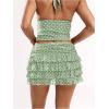 image:imageWomens Polka Dots Ruffle Tiered Layered Skirts Low Rise Ruched Y2K A Line Mini SkirtMint Green