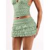 image:imageWomens Polka Dots Ruffle Tiered Layered Skirts Low Rise Ruched Y2K A Line Mini SkirtMint Green