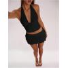 image:imageWomens Polka Dots Ruffle Tiered Layered Skirts Low Rise Ruched Y2K A Line Mini SkirtPure Black