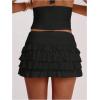 image:imageWomens Polka Dots Ruffle Tiered Layered Skirts Low Rise Ruched Y2K A Line Mini SkirtPure Black