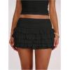 image:imageWomens Polka Dots Ruffle Tiered Layered Skirts Low Rise Ruched Y2K A Line Mini SkirtPure Black