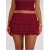 image:imageWomens Polka Dots Ruffle Tiered Layered Skirts Low Rise Ruched Y2K A Line Mini SkirtPure Burgundy