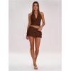 image:imageWomens Polka Dots Ruffle Tiered Layered Skirts Low Rise Ruched Y2K A Line Mini SkirtPure Coffee Brown