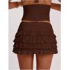 image:imageWomens Polka Dots Ruffle Tiered Layered Skirts Low Rise Ruched Y2K A Line Mini SkirtPure Coffee Brown