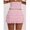 image:imageWomens Polka Dots Ruffle Tiered Layered Skirts Low Rise Ruched Y2K A Line Mini SkirtPure Coral Pink
