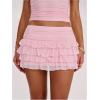 image:imageWomens Polka Dots Ruffle Tiered Layered Skirts Low Rise Ruched Y2K A Line Mini SkirtPure Coral Pink