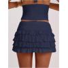 image:imageWomens Polka Dots Ruffle Tiered Layered Skirts Low Rise Ruched Y2K A Line Mini SkirtPure Deep Blue