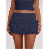image:imageWomens Polka Dots Ruffle Tiered Layered Skirts Low Rise Ruched Y2K A Line Mini SkirtPure Deep Blue