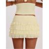 image:imageWomens Polka Dots Ruffle Tiered Layered Skirts Low Rise Ruched Y2K A Line Mini SkirtPure Yellow